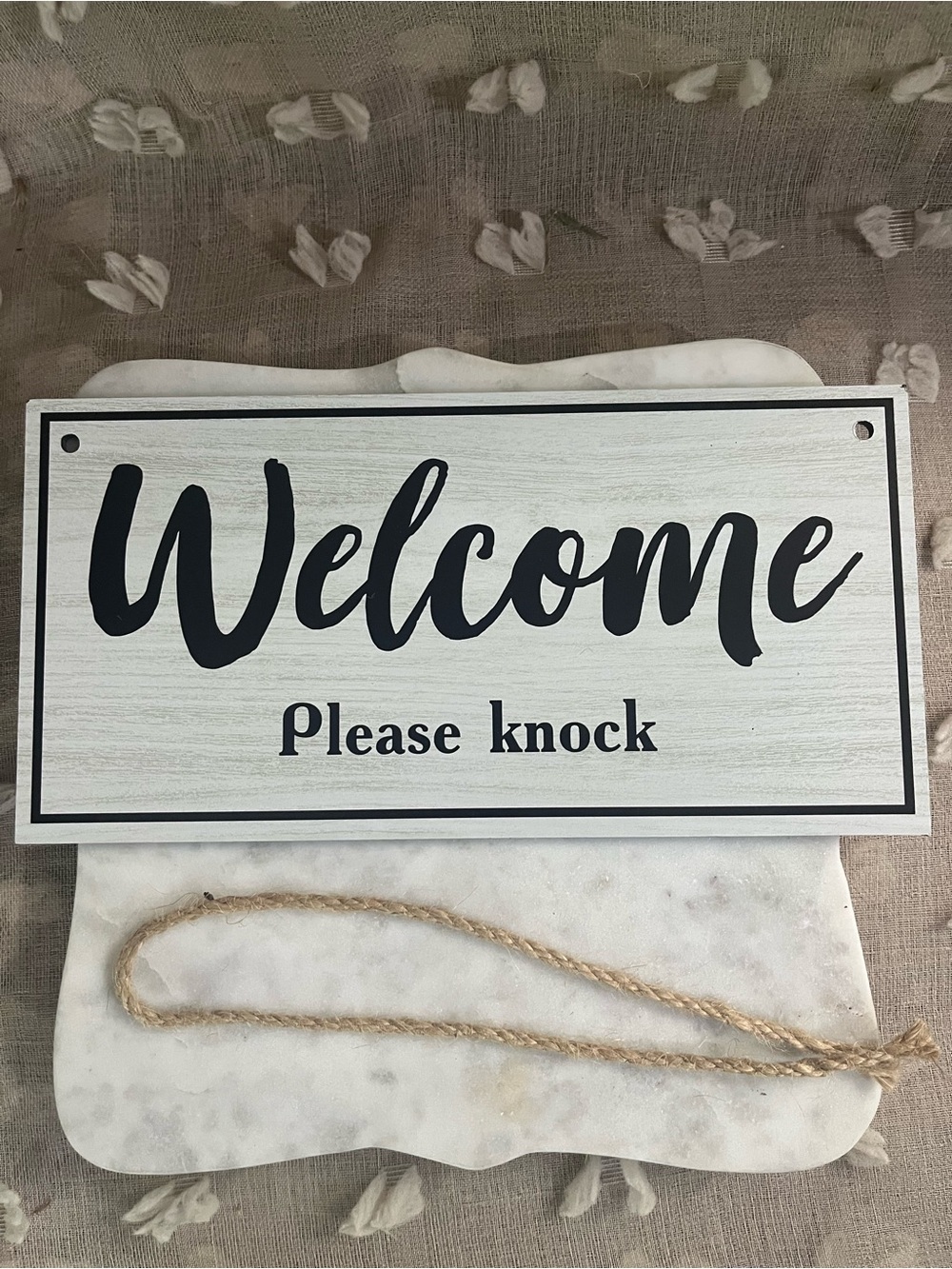 Meeting in progress Welcome Please Knock Sign - White and Black Home Accent